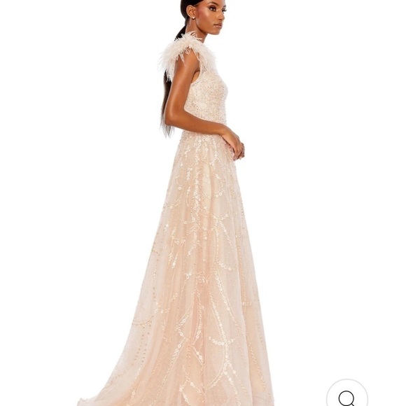 Mac Duggal EMBELLISHED ONE SHOULDER A LINE GOWN size 4 NEW $798 In Peach - Picture 7 of 17